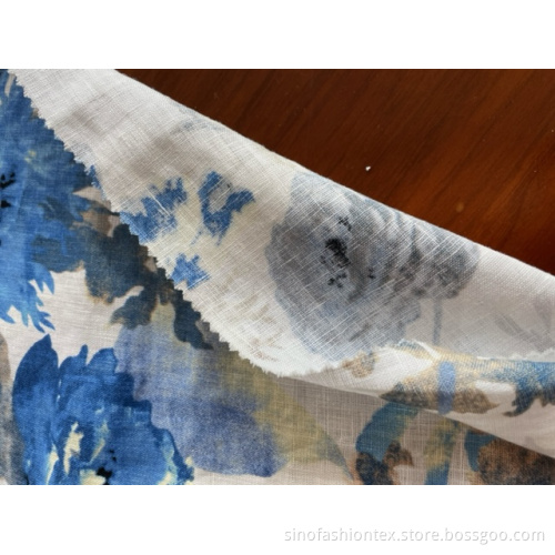 100% linen print fabric